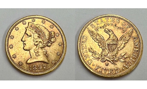 Stati Uniti, 5 Dollari 1897 San Francisco BB+/qSPL